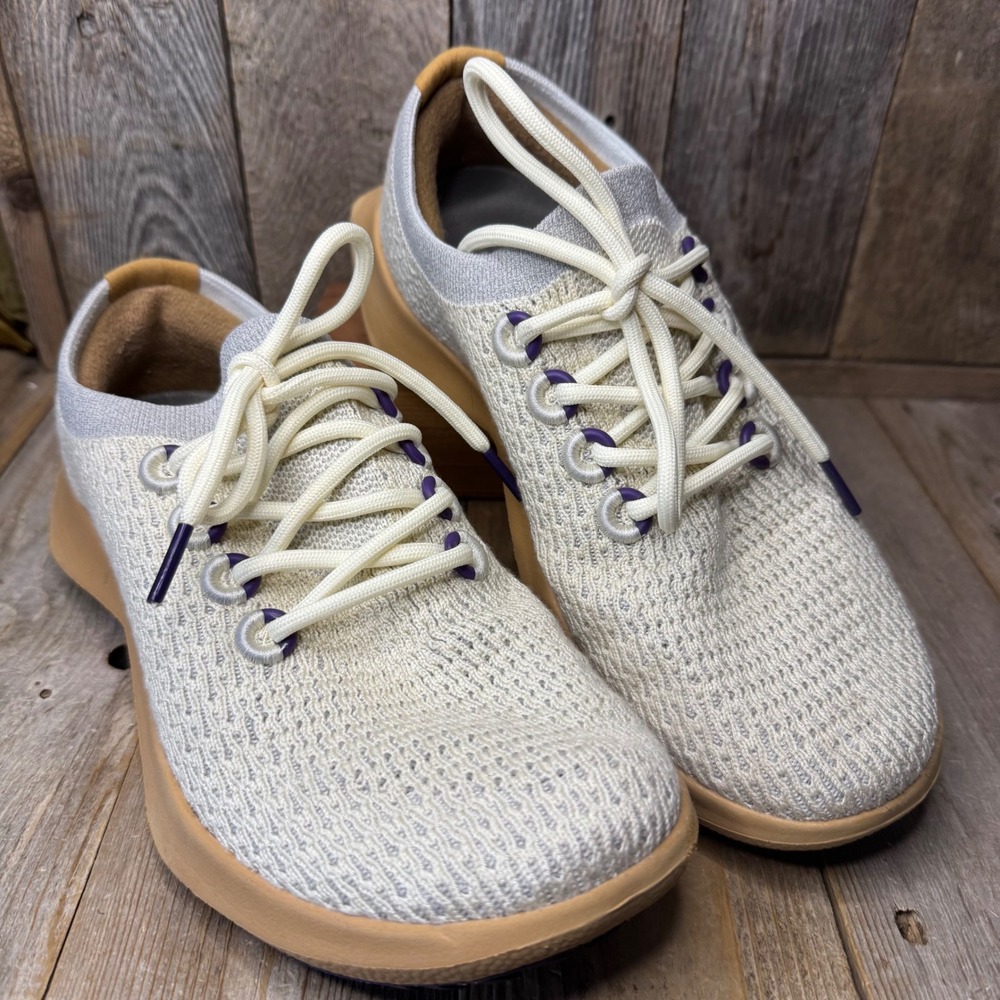 Allbirds Tree Dasher 2 TD2 Cream Tan Purple Running Shoes Womens 8 Sneaker